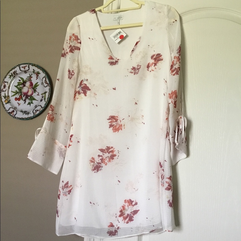 GF Collection‎ Tatiana Tie Sleeve Dress In White Flash Floral In XS - Picture 5 of 9
